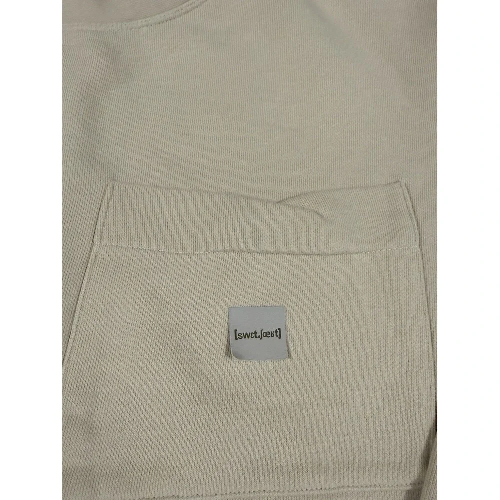 Zara Womens Oversized Pocket Sweatshirt Crewneck Pullover Long‎ Sleeve Beige L - Picture 4 of 8